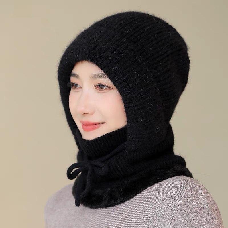 

Новые женские зимние шапки из меха кролика, сохраняющие тепло, шапки для женщин, ветрозащитные, утепленные, утепленные, шапки-балаклавы 55cm-60cm чёрный