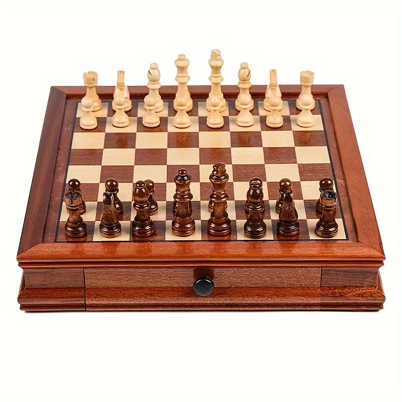 

31 см / 12,2 дюйма Высококачественные шахматы из цельного дерева, большой ящик для хранения шахматной доски, ретро деревянные шахматные фигуры, хороший подарок, украшение белый