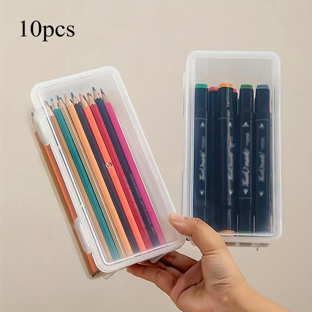 10/4/1pc Large Capacity Transparent Pencil Case Stackable Clear Office Supplies Organizer for Pencils, Erasers Tape Dispensers