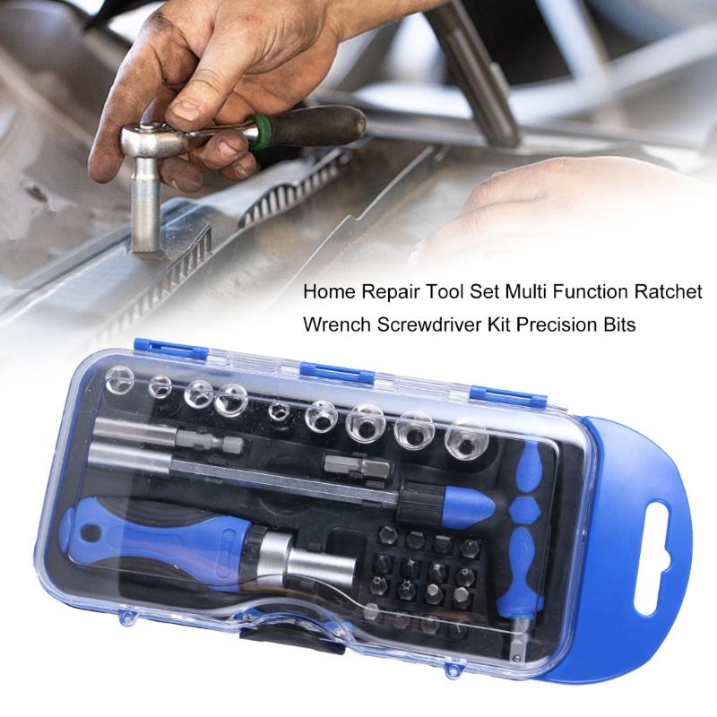 MultiFunction Hand Tool Kit With Ratchet Wrenches Handle And Screwdriver Set For Repairs