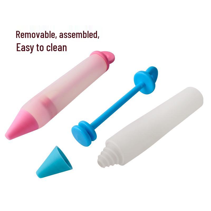 Silicone Icing Pen Set with Chocolate and Cream Nozzles for Cake and Cookie Decoration