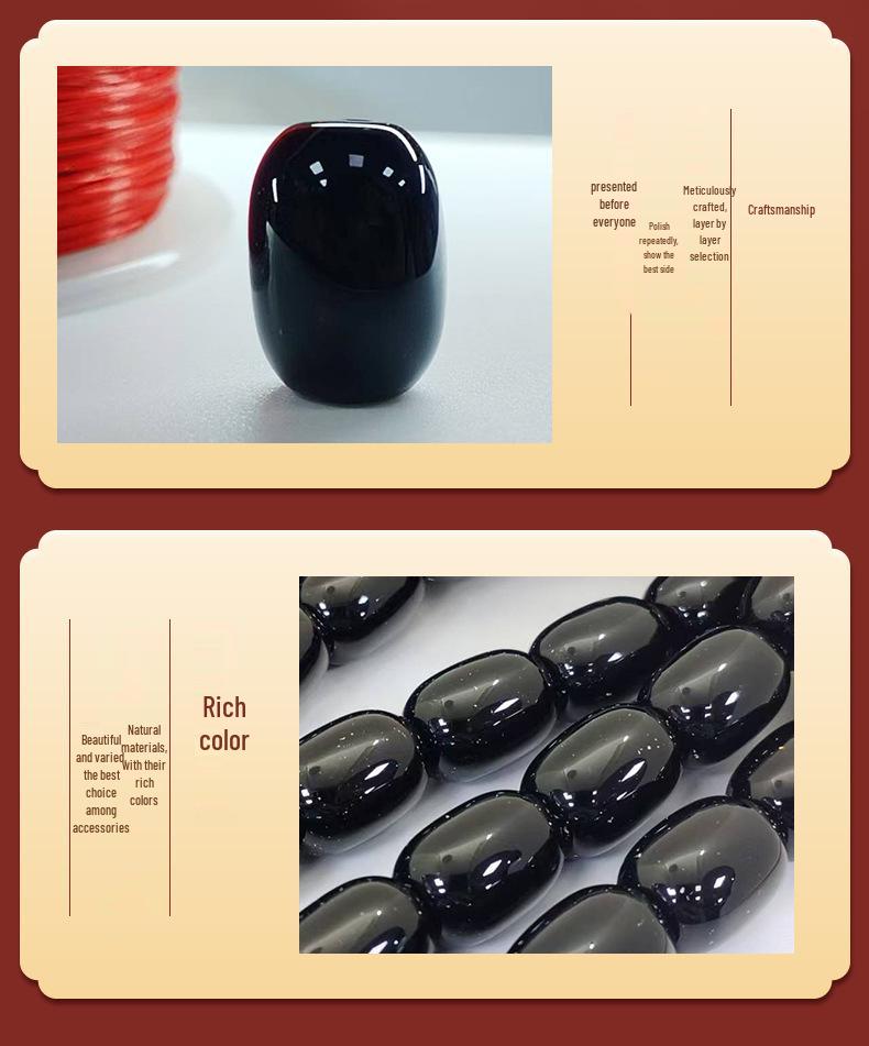 Ancient Black Agate Barrel Bead Bracelet Necklace DIY Jewelry Accessories