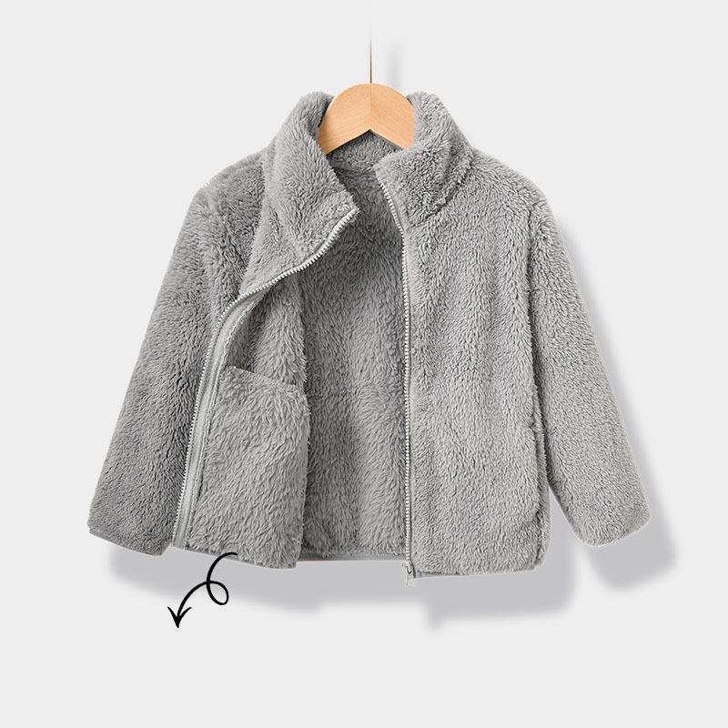 Winter Winter Kids Plush Coat Simple Fashion Children Solid Color Casual Outerwear Toddler Jacket