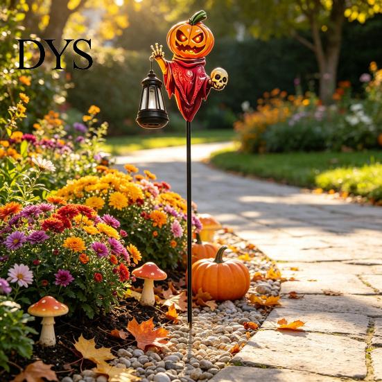 Fairy Garden Decorations Halloween Solar Pumpkin Stake Light, Metal Decorative Stakes, IP65 Outdoor Lawn Stakes Waterproof LED Landscape Lamp for Yard