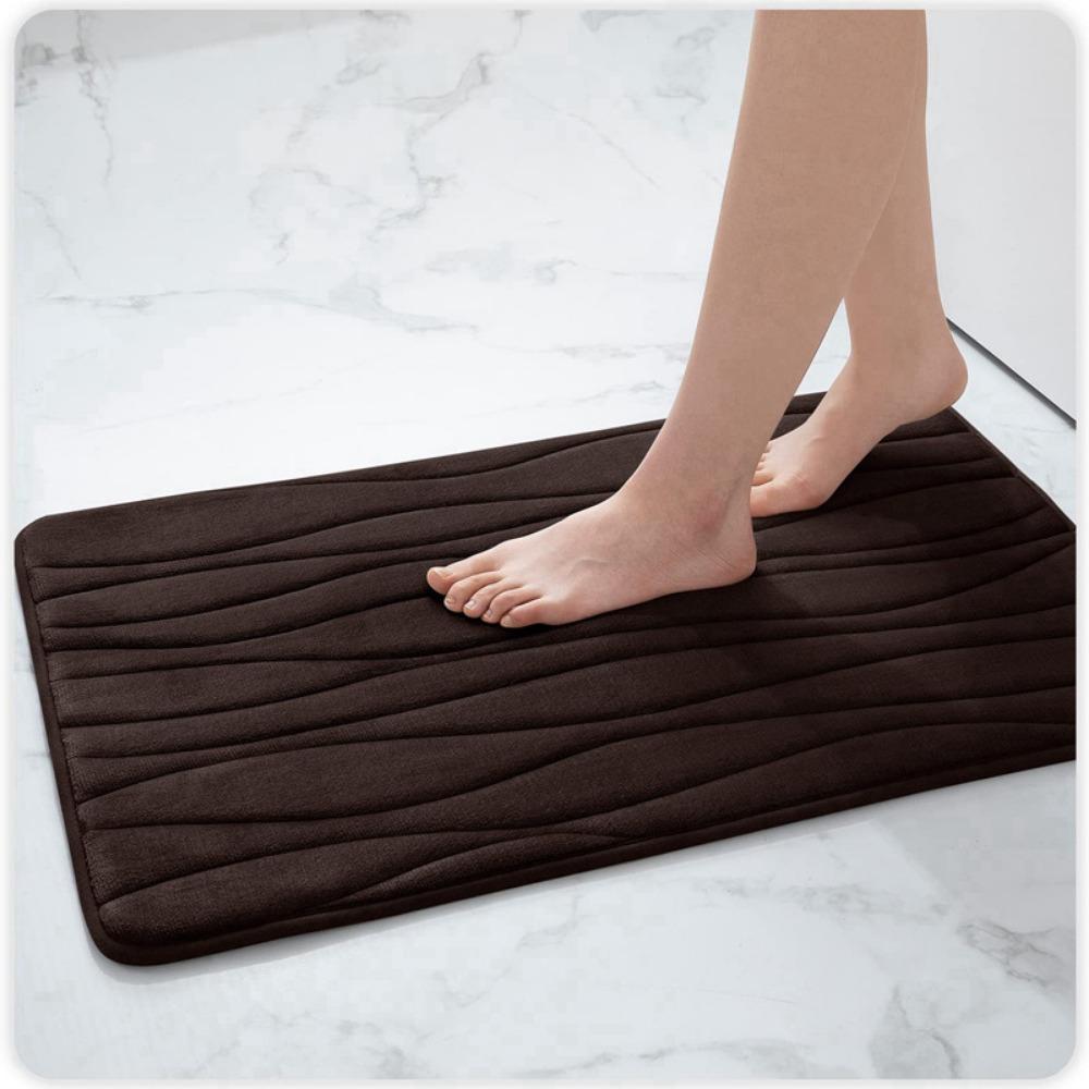 Wave Stripe Sponge Bathroom Cashmere Thickening Mat Bath Non-slip Carpets In Wash Basin Bathtub  Floor Rug Shower Room Doormat Memory Foam 3D Pad