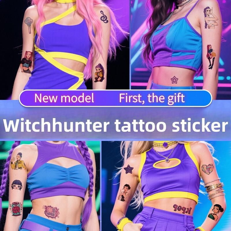 Neue Devil Hunter Anime Tattoo Aufkleber Hochwertige Temporäre Armtattoos K Pop Inspirierte Cartoon Designs