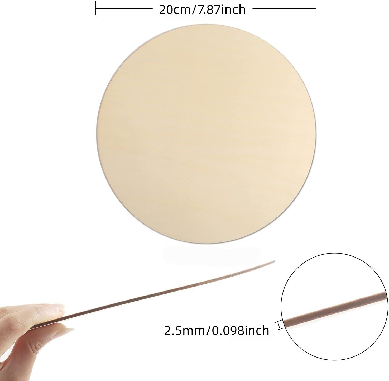 

20cm Round Wood Discs Unfinished Wood Circles Wood Rounds Wooden Cutouts for Crafts, Door Hanger Door Design Wedding Decorations 5pcs&25mm