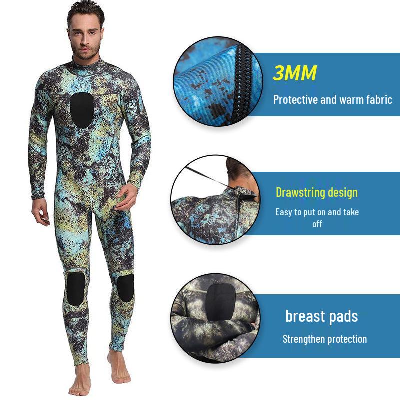 3MM Camouflage Superelastischer Herren Einteiler Surf- und Tauchanzug