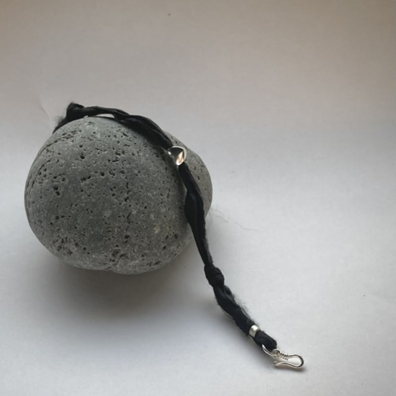 SUZURAN Lovepoem Silk Bracelet Love Poem Silk Ribbon Silver Heart Bracelet