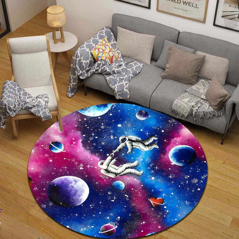 Playful Round Gothic Multicolor Carpet, Non-Slip Floor Mat for Office