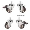 1.25 Inch 3.17 Cm Low Profile Furniture Casters Silent Rubber Swivel Casters with M6 X 15 Mm Threaded Stems Load Bearing Capacity.