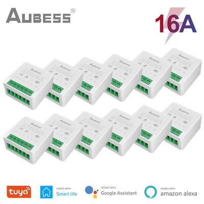 AUBESS 2 Way DIY WiFi Smart Switch 16A Relay Module Smart Home Smart Life/Tuya APP Remote Control Work With Alexa Google Home