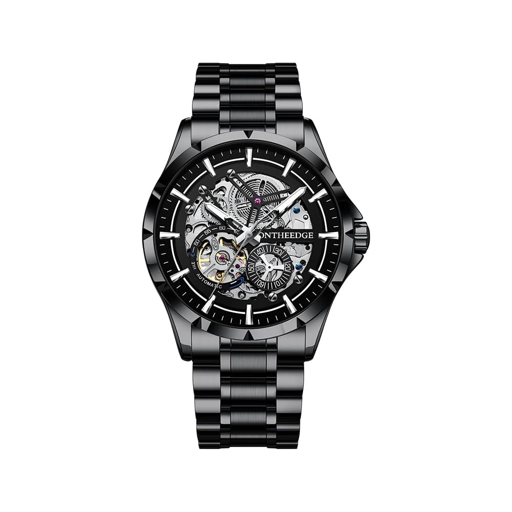 RZY Men s Tourbillon Automatic Skeleton Watch 30M Water Resistant Luminous Stainless Steel Band
