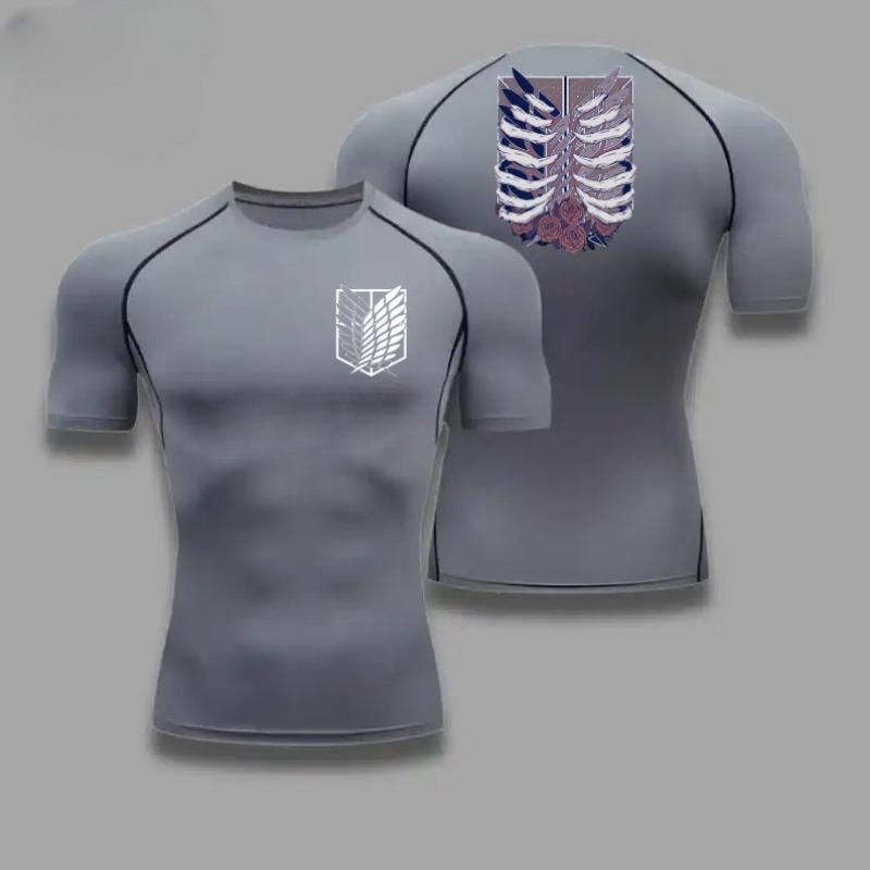 Comfortable Fitness T-shirt Men Scout Regiment Graphic Breathable Slim Fit Top Summer Gym Jogging Training Elastic Fitness Suit