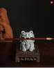 Qilin Green Sandstone Lion Statue Pen Holder Creative Desk Ornament