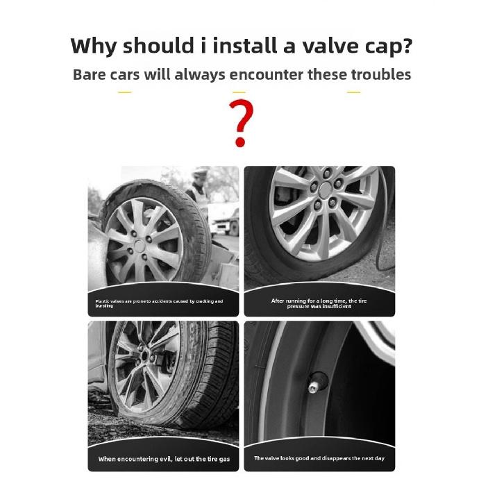 4PCS Car Wheel Plugs Valve Tire Caps Tires Tapa Valvula Moto Wheel Caps Theftproof Aluminum Car Wheel Valve Cap Air Valve Caps Valve Stems 1