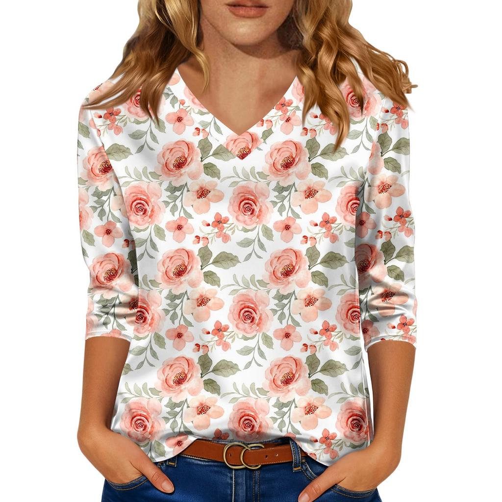 Kadınlar İçin Şık 3/4 Uzun Kollu Gömlekler İş Günlük Kıyafet Üstleri