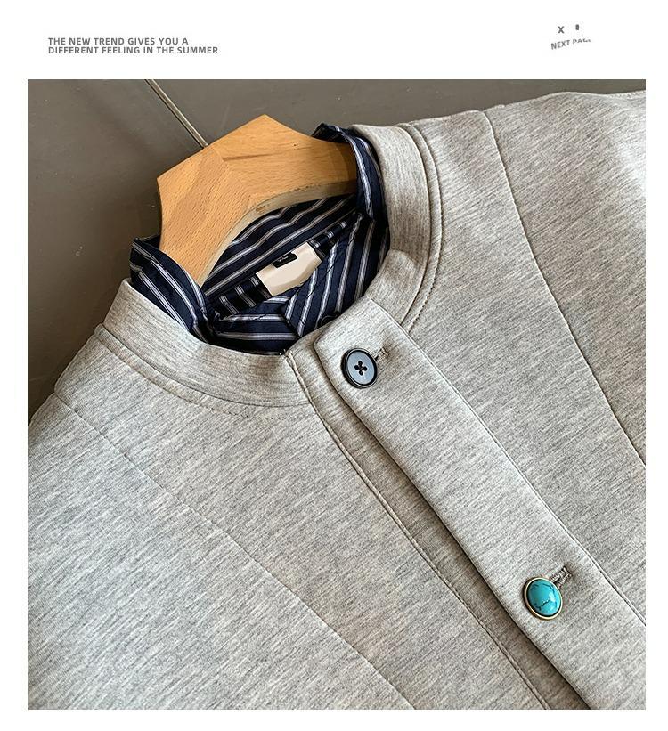 Men's 2026 Trendy Fake Two-Piece Hoodie Jacket - Button Design, Old Money Style, Casual Loose Fit