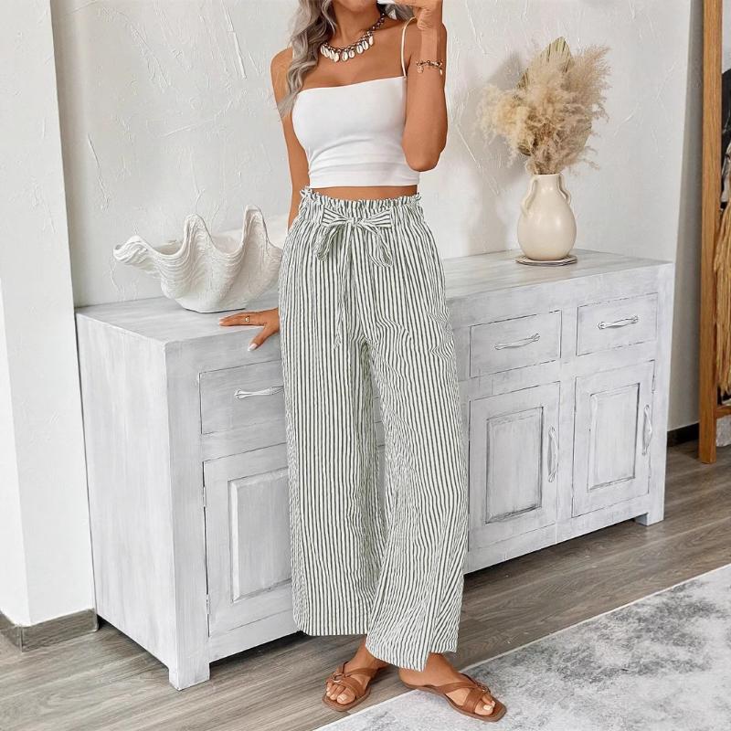 2025 New Autumn Women's Striped Casual Elegant Straight Pants