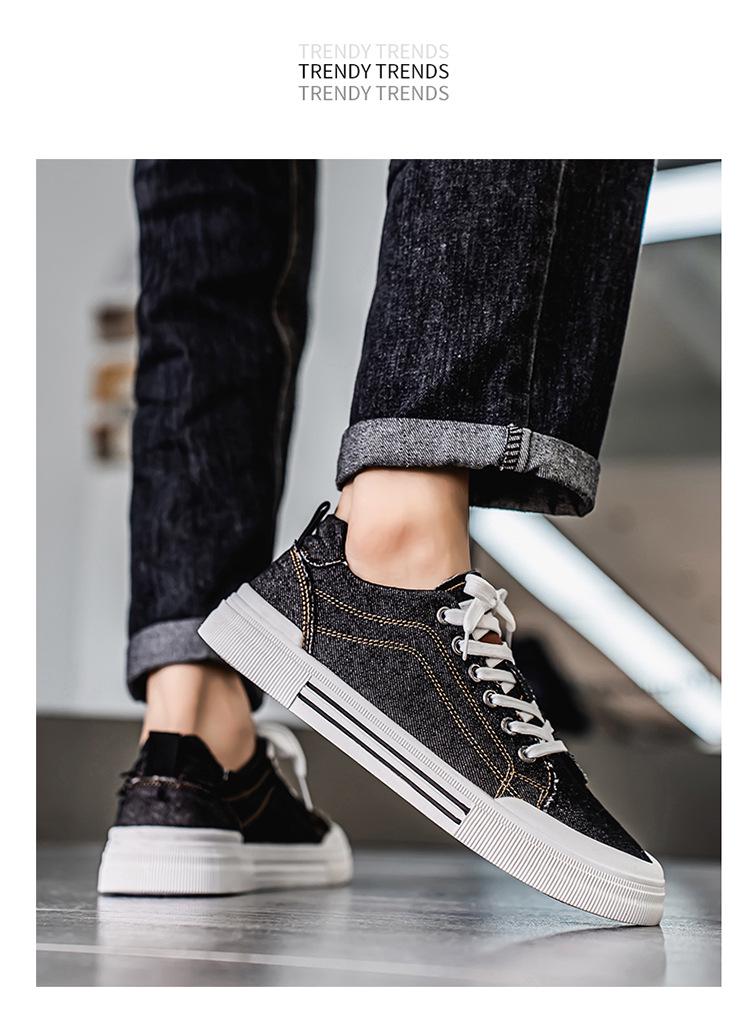 Scarpe casual da uomo in denim a taglio basso, taglia grande, stile coreano, versatili scarpe da skate per primavera e autunno