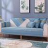 Blue Sofa Cushion, All Season Universal Leather, Simple and Modern Fashion, Anti Slip, Cotton and Linen Stripes