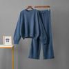 Ladies' Early Autumn New Sweater Fashion Two-piece Set  Shoulder Long Sleeve Pullover + Straight Wide Leg Pants Combination