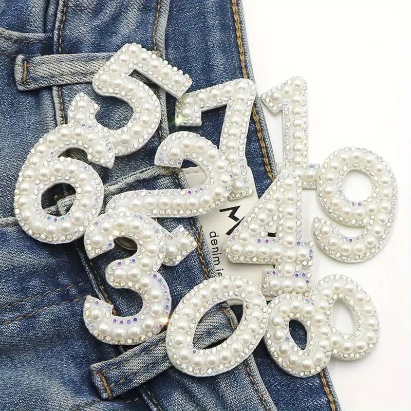 10Pcs Clothing Decal Diy Decoration Digital Patch Sparkling Crystal Pearl Digital Patch Clothing