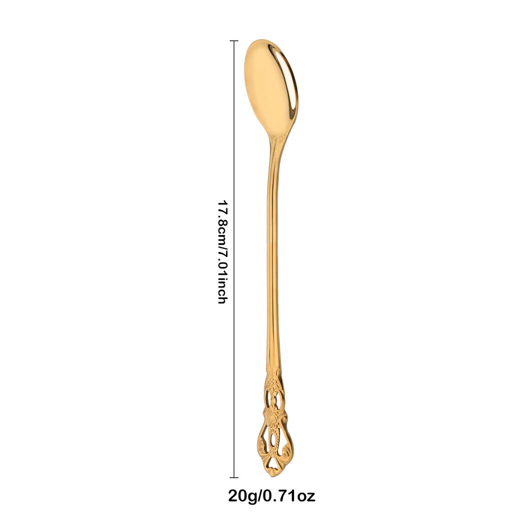 4Pcs Stainless Steel Long-Handled Ice Teaspoon Coffee Spoon Ice Cream Stirring Spoon Kitchen Accessories Tableware Set