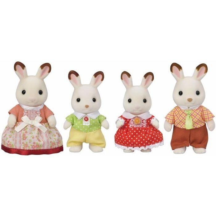 Famille Lapin Chocolat - SYLVANIAN FAMILIES - 5655 - Articulée Et Habillée - A Partir De 3 Ans