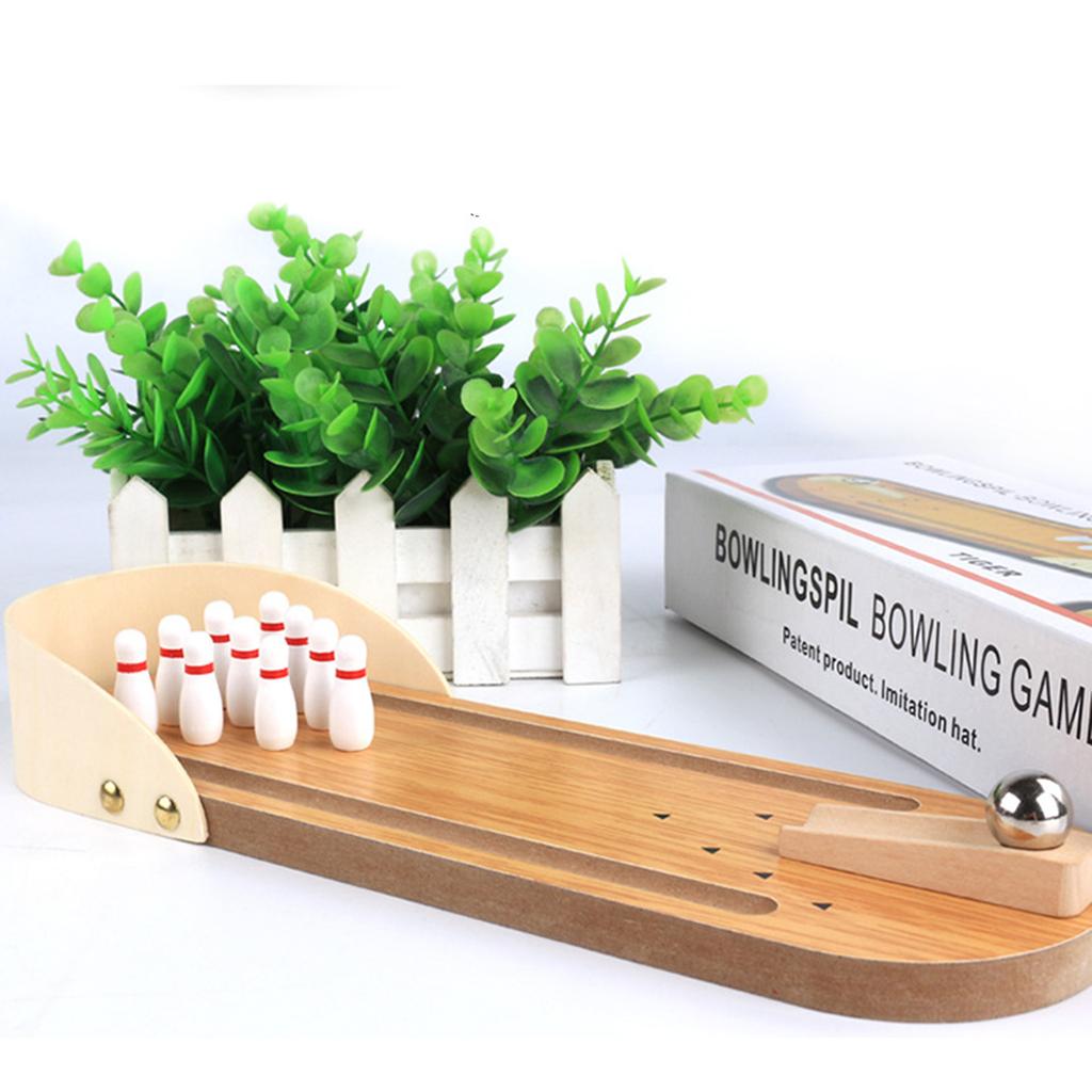 Desktop Bowling Spielzeug Heim Bowling Geschenk für Männer Erwachsene Kind Teenager Junge Mini Bowling Spielset Holz Tischplatte Bowling Spiel