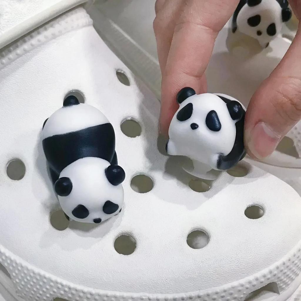 1Pcs Cute Panda Baby Shoe Charms Lovely Cartoon Stereoscopic Sandals Shoe Decoration Children DIY Slipper Hole Shoes Accessories