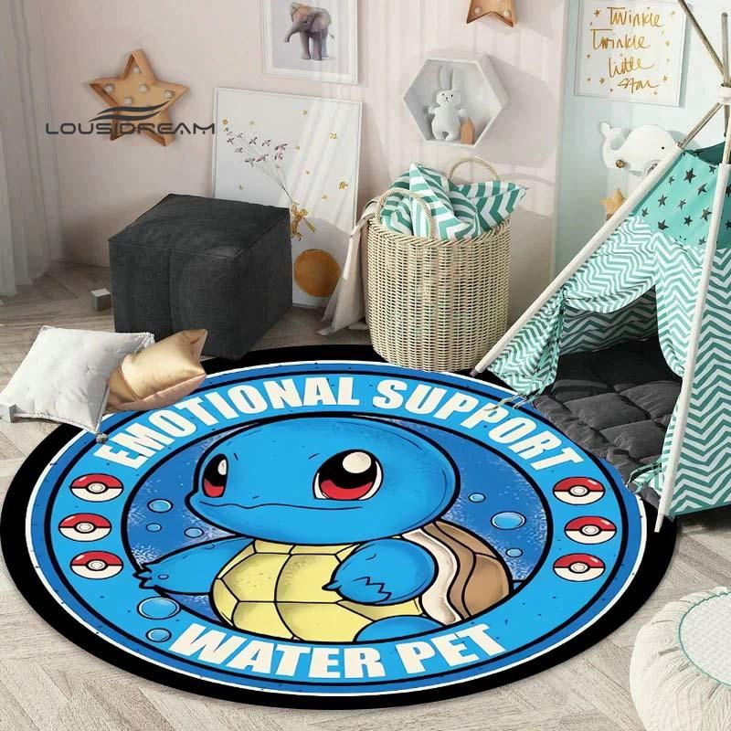 

Pokémon cartoon cute round carpet, bedroom living room carpet, children s room game room rotating chair mat, leisure sofa matQ0 80cm