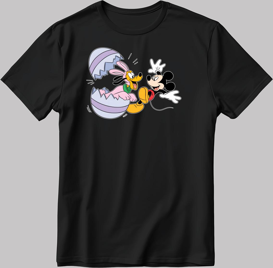 Pluto and Mickey Mouse Short Sleeve White-Black Men s / Women s T Shirt N532 S