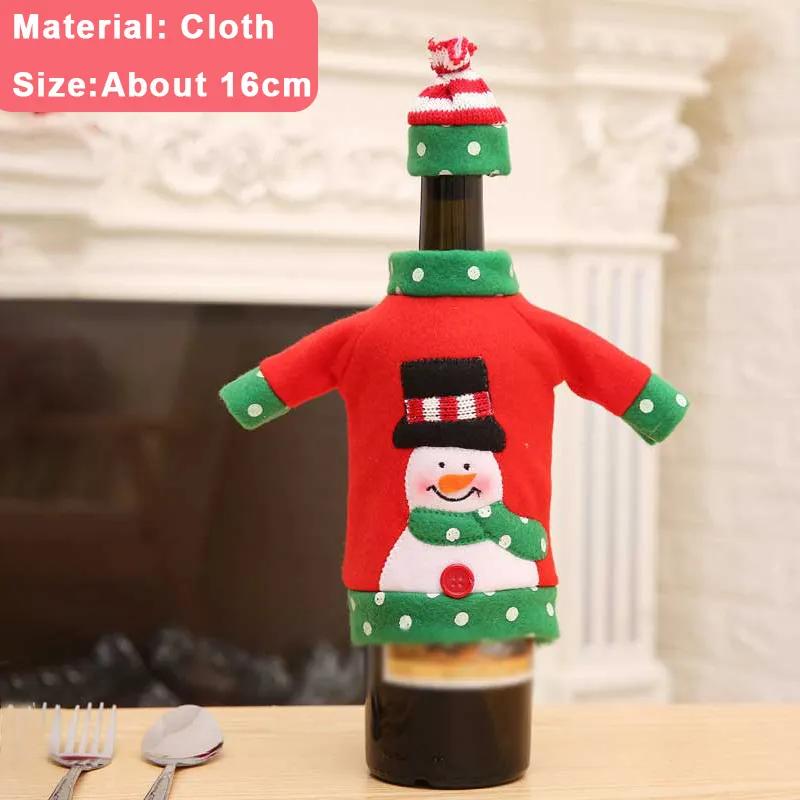 Christmas Wine Bottle Cover Set Santa Claus Snowman Knitted Wool Red Wine Bottle Bags For New Year Xmas Party Dinner Table Decor