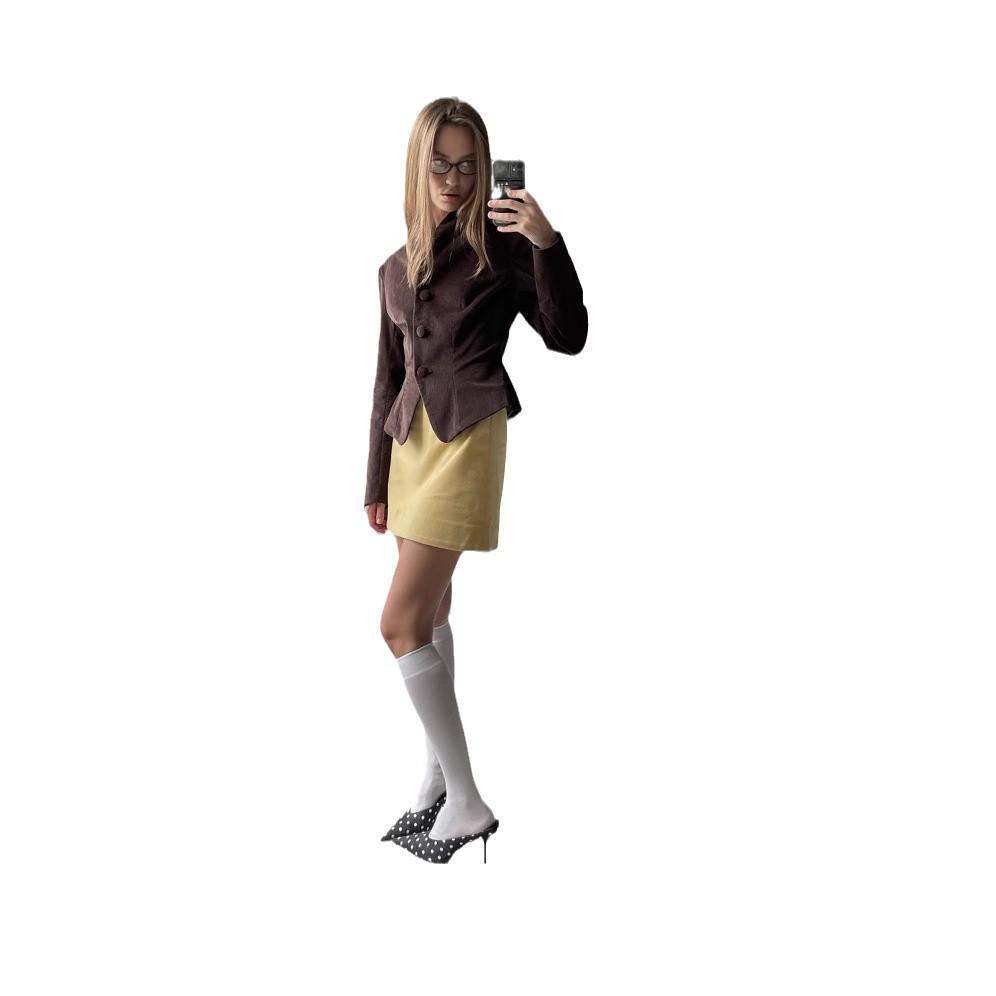 Retro Stand-Up Collar Button Slim-Fit Women's Jacket