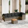 7-teiliges Gartensofa-Set mit Kissen, graues Poly-Rattan