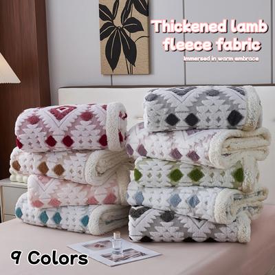 Bohemian Style Multifunctional Nap Blanket Chenille Throw Blanket Lambs Wool Cozy Office Nap Cover