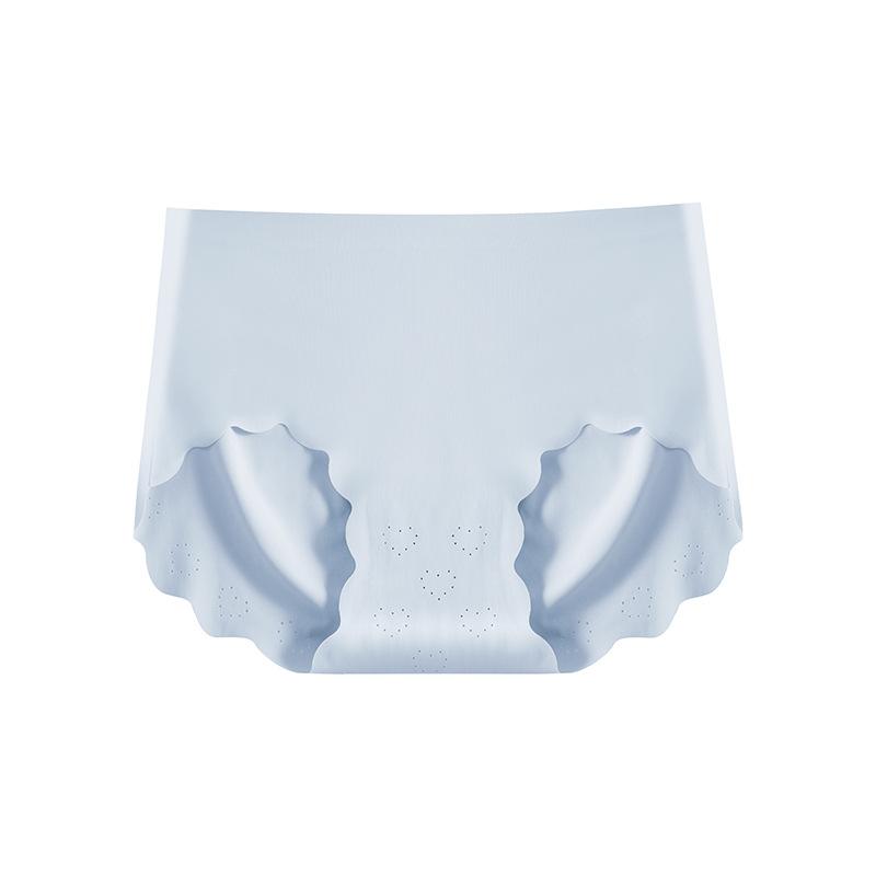 Ice Silk Panties Women's Mid Waist No Trace Graphene Antibacterial Bottom Breathable Comfortable Anti Hip Pinching Underwear