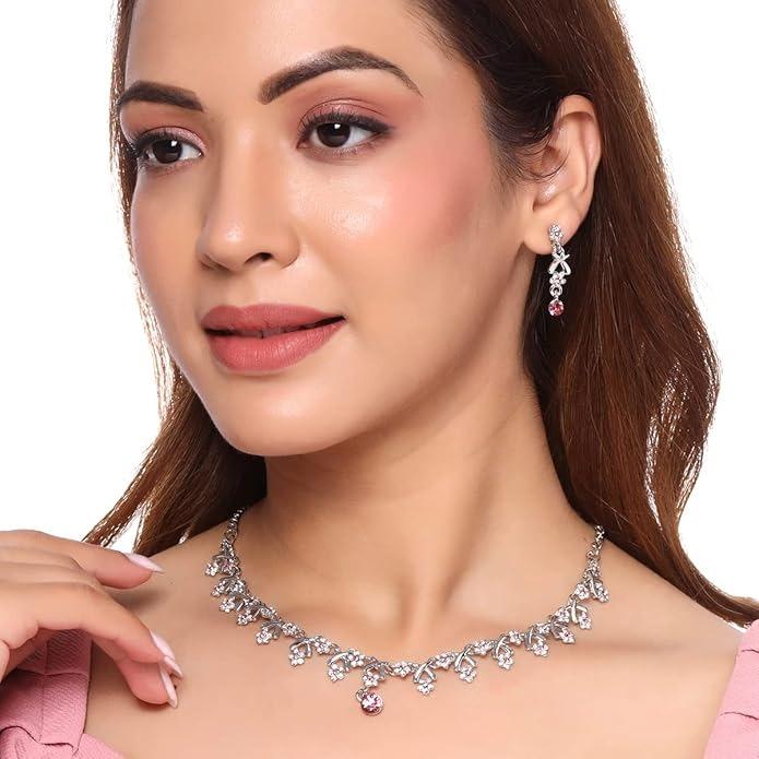 

Набор украшений для женщин и девушек, хрустальный свадебный набор украшений для свадьбы | Свадебный набор украшений Onesize розовый