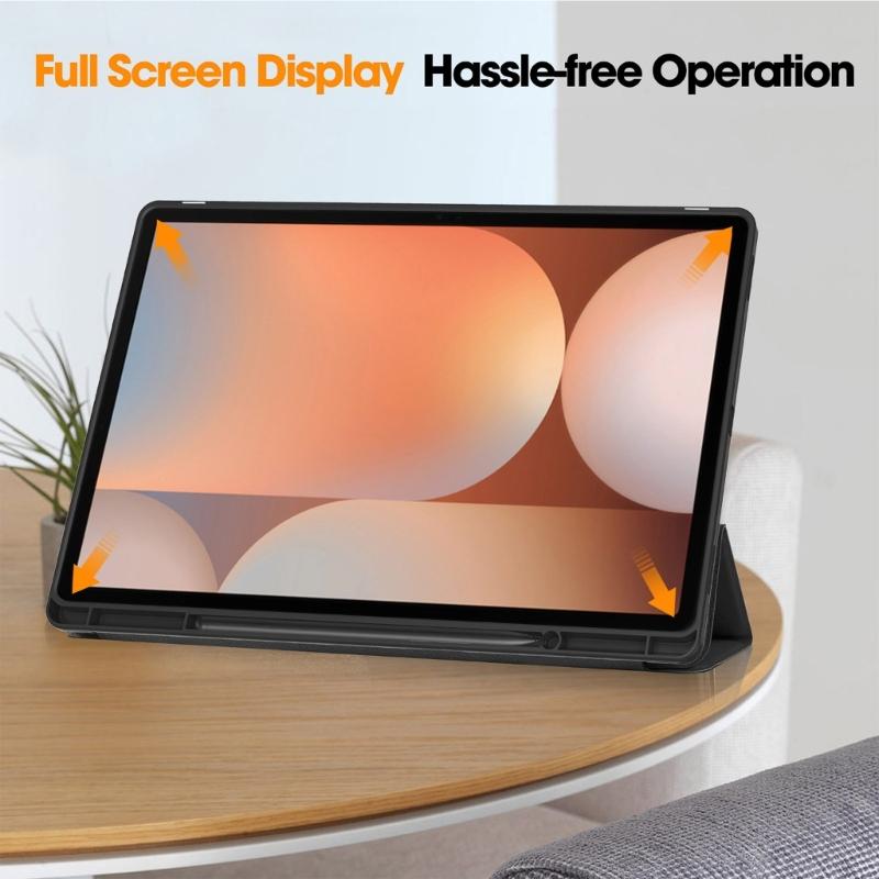 PU Protective Case For Tab S10 Ultra 14.6inch Tablets with S Pencil Holder Auto Wake Sleep Function Black