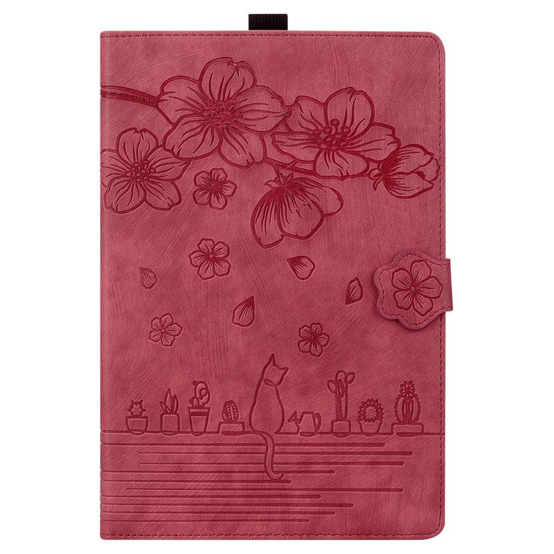 iPad Air 13-inch 2025 Leather Case, Cherry Blossom Cat Design, Card Slot, Stand Compatible with iPad 10.9 and Pro 11-inch