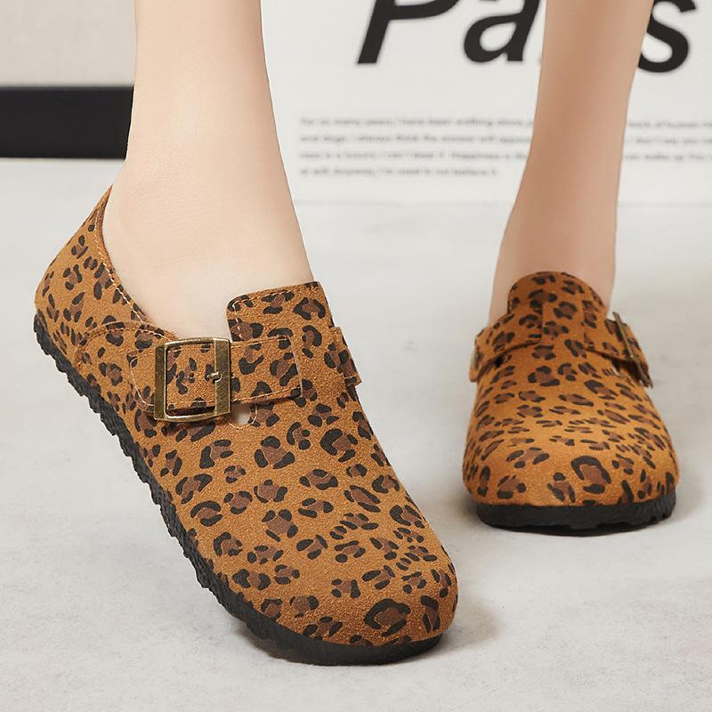 New Women's Comfort Sandals - Leopard Print Leather Upper One Foot Stirrup Lightweight Cool Non-Slip Cushioning Anti-Odor Breathable and Cool