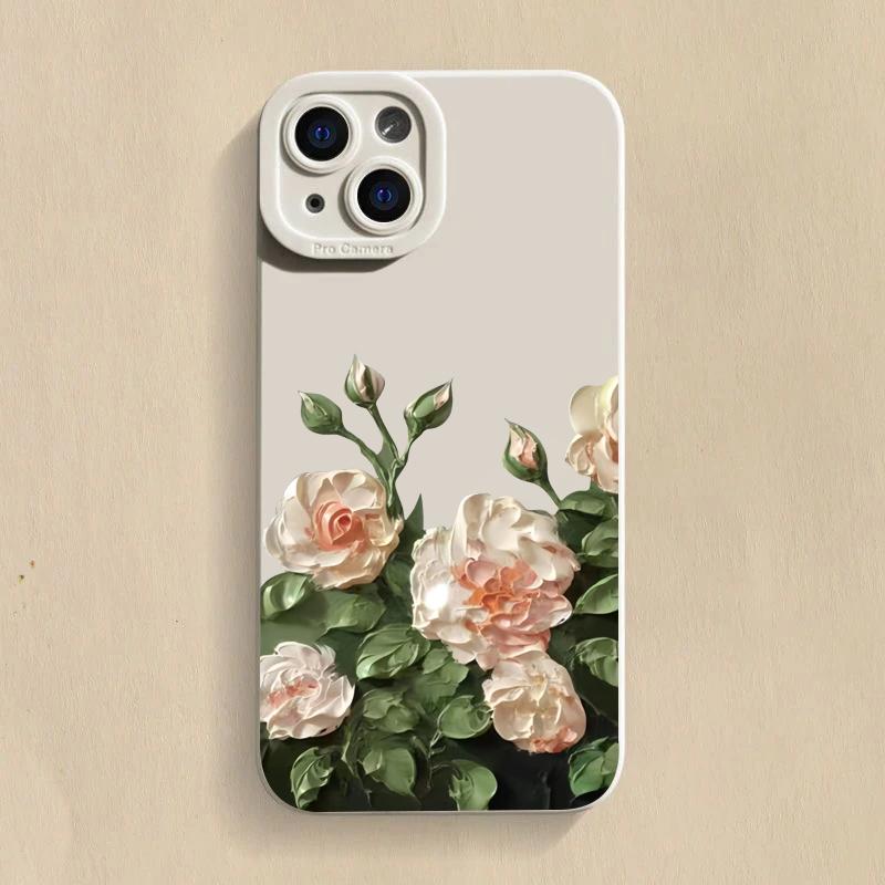 Rose Flower Phone Case For iPhone 16 Pro Max Case For iPhone 11 13 12 15 14 Pro Max 7 8 Plus XS X Soft Silicone Shockproof Cover