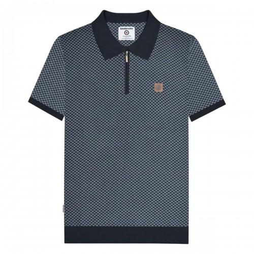Lambretta Mens Knitted Quarter Zip Polo Shirt