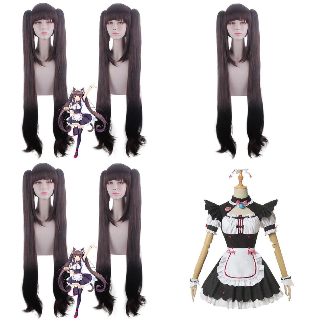 Nekopara Chocola Vanilla Cat Maid Dress Cosplay Costume Wig Breathable Exquisite Workmanship