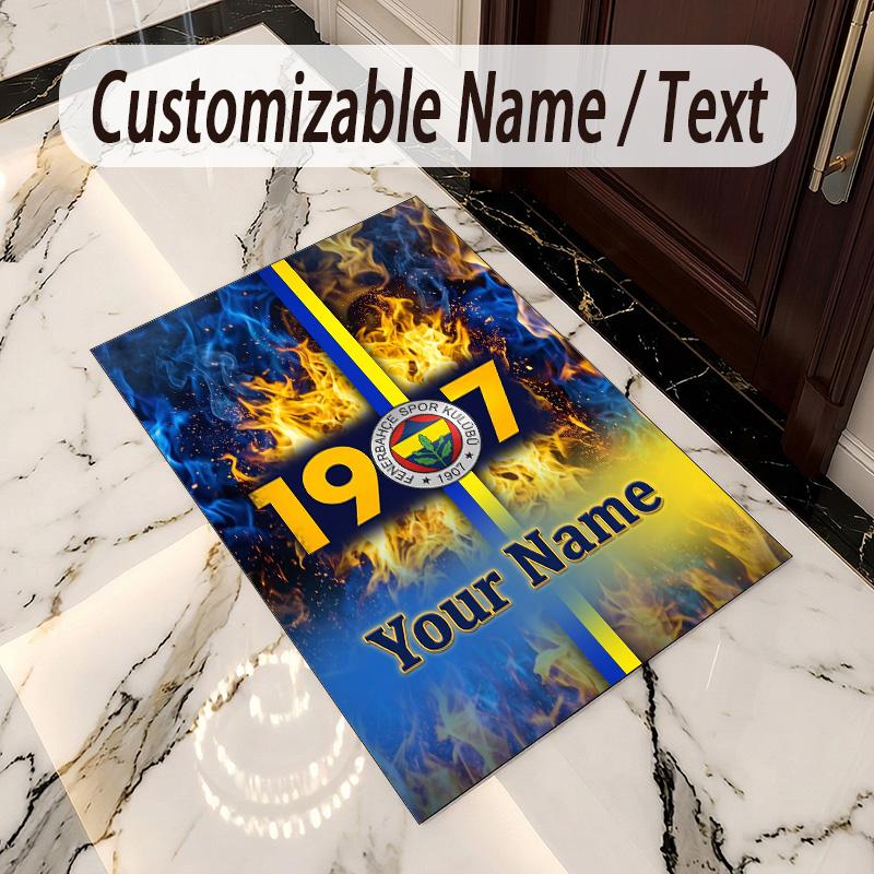 Crystal Velvet Rug Fenerbahçe FC Print Custom Name Text Floor Mat Home Decor