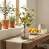 Plastic Artificial Lemon Branch Green Leaves with Flower Lemon Fruit Branch Realistic Faux Lemon Fake Floral Decor
