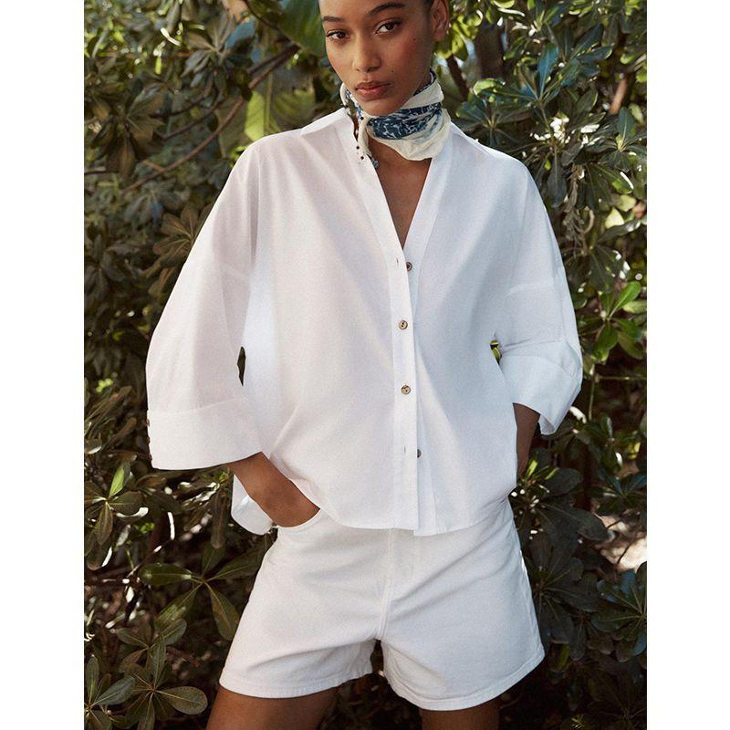 Spring and Summer New Women's Clothing Wide Sleeve Poplin Comfort and Casual Shirt 2246255 2246404 2246902