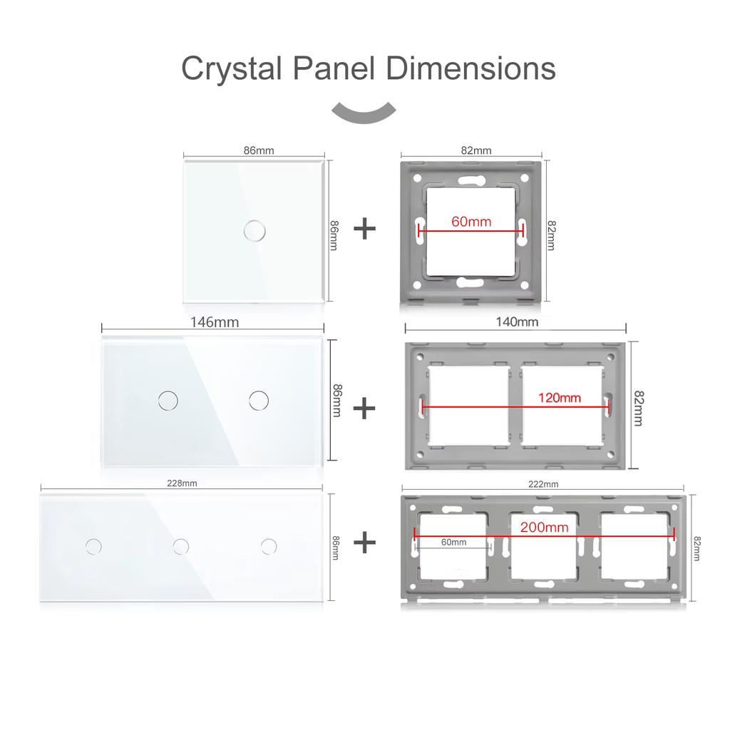 BSEED Zigbee 1/2/3Gang Touch Switches 1/2/3Way Tuya Smart Life App Control With UK Sockets Glass Panel Neutral Version White