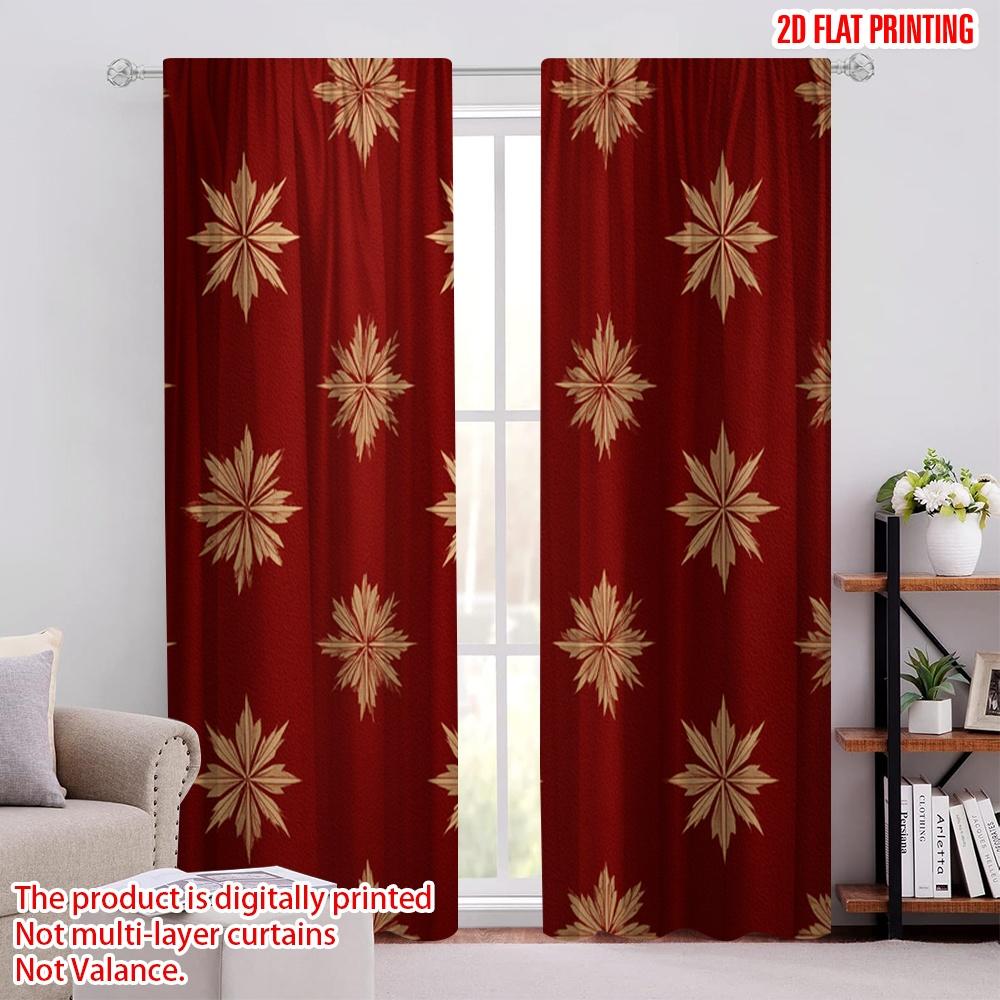 

2pcs,2D plane printing Curtain Fabric Santa Hat_ Hot Cocoa & Snowy Mountain Scene Versatile 100% Polyester (without rod) Room 52.50 × 116.00 cm 2 pcs